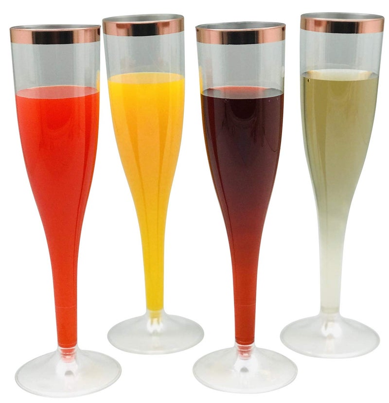 Oojami 30pc Clear Plastic With Rose Gold Glitter Classicware Glass Like Champagne Wedding Parties Toasting Flutes - Image 5
